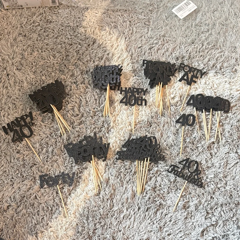 Black 40th Birthday Party Cake Toppers